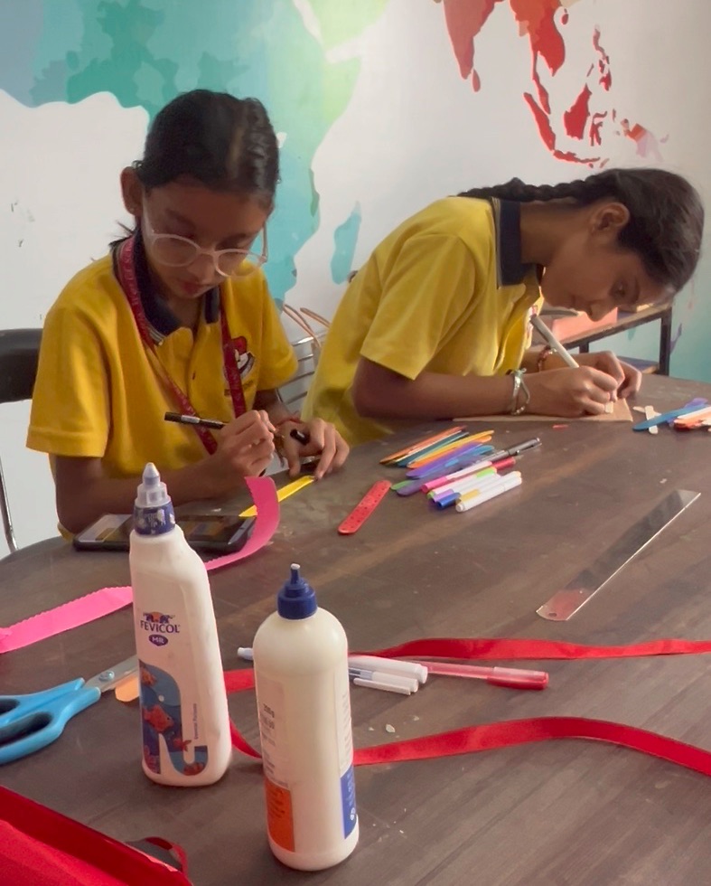 Students working on an art and craft activity