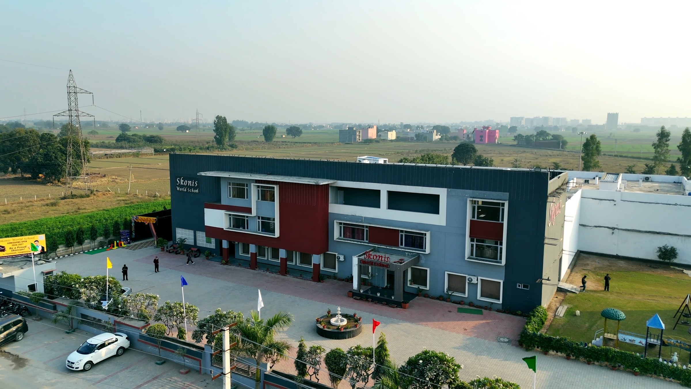 Front of Skonis World School seen from above